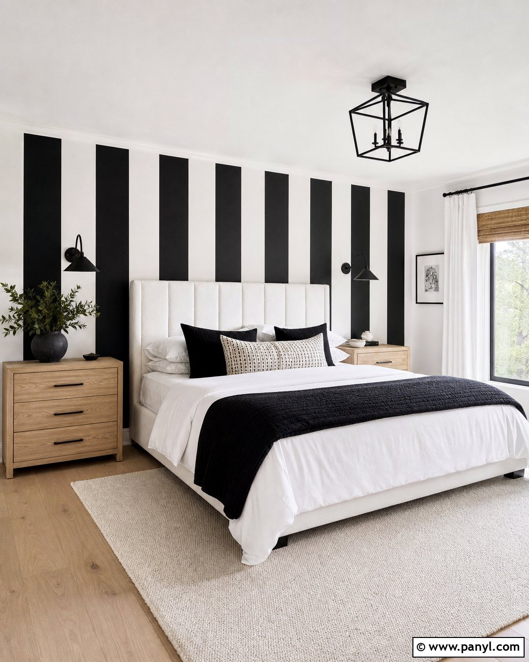 Black And White Vertical Stripe Accent Wall - 35 Black And White Accent Wall Ideas