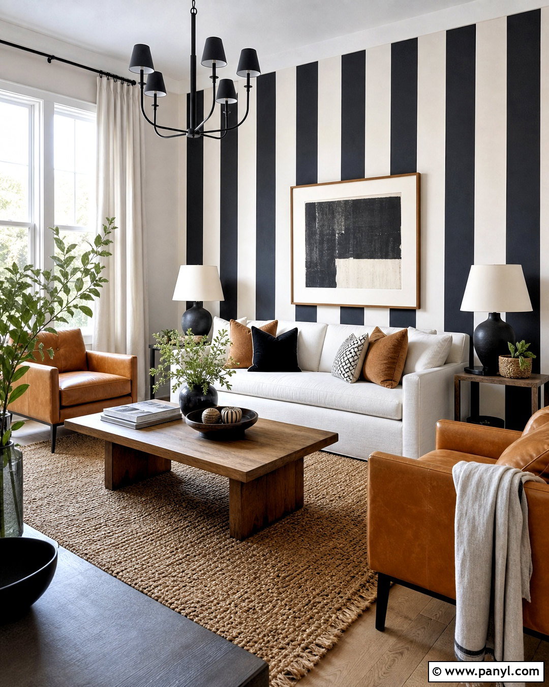 Black And White Vertical Striped Living Room - 20 striped walls vertical ideas