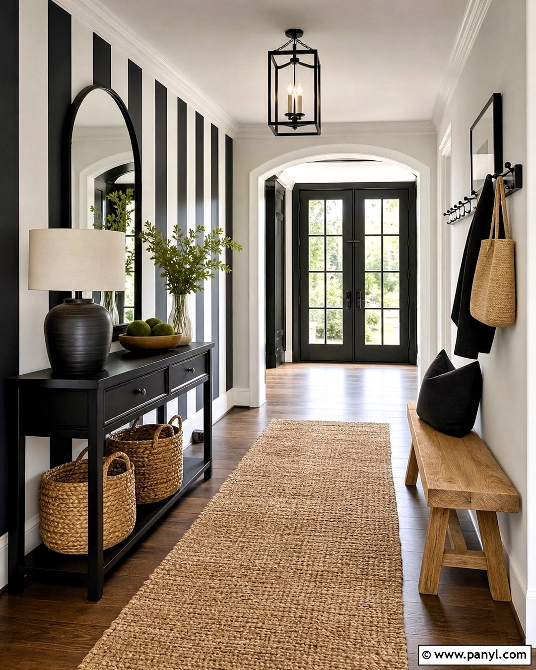 Black And White Vertical Striped Wall - 20 black and white wall painting ideas