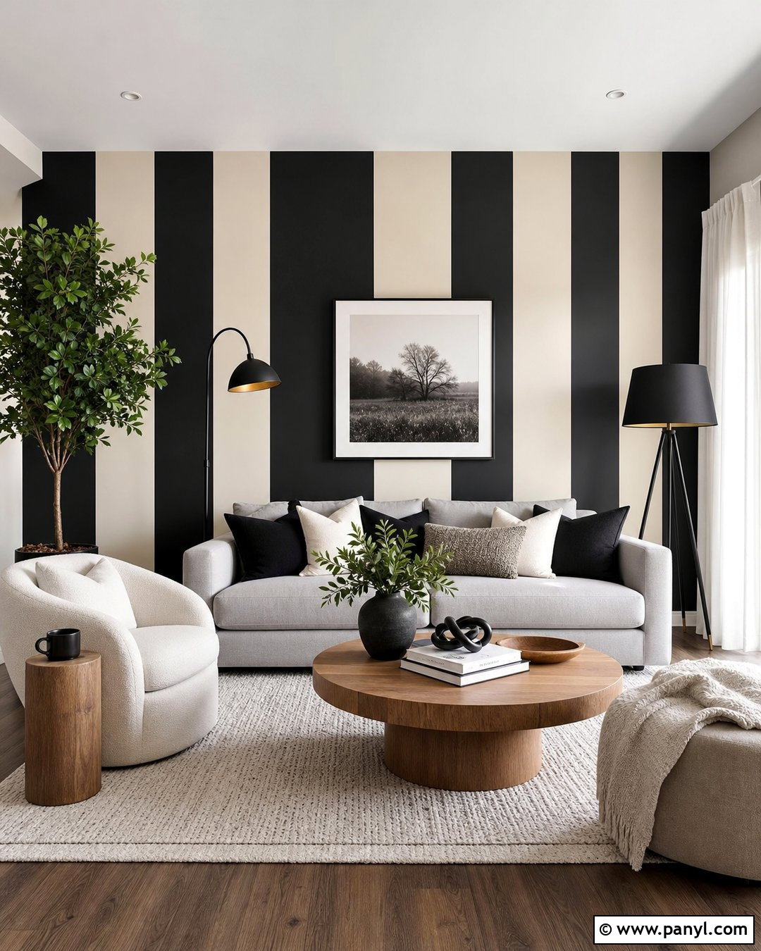 Black And White Vertical Wall Paint Stripes - 30 Wall Lines Paint Stripes