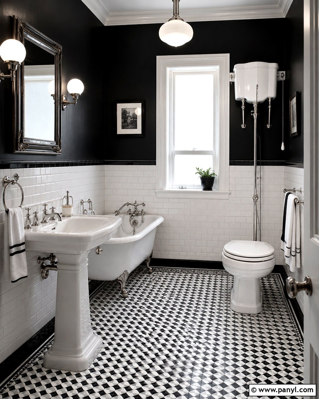 Black And White Vintage Bathroom - 20 Vintage Bathroom With Dark Walls