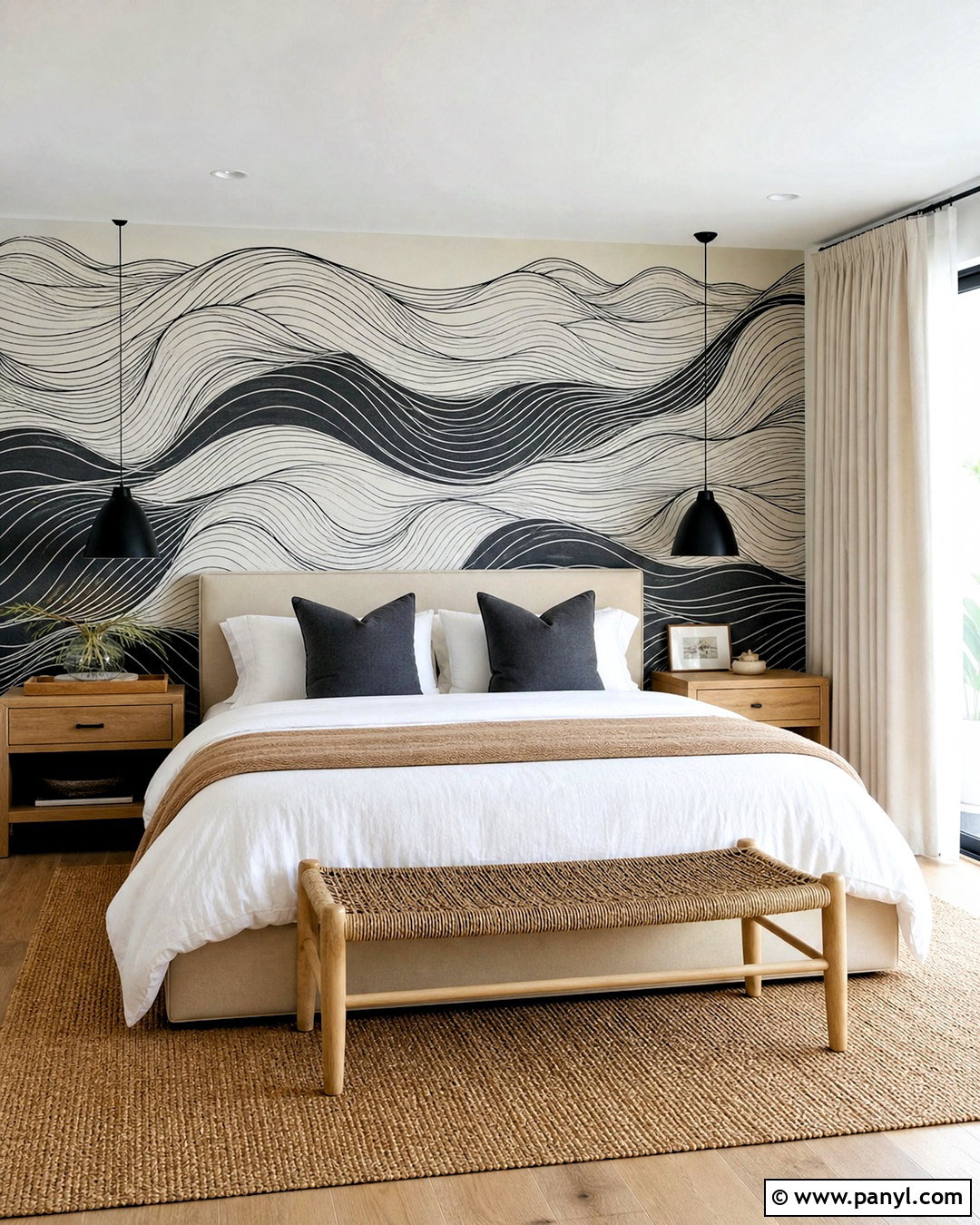 Black And White Wave Wallpaper Bedroom - 20 wallpaper ideas black and white ideas