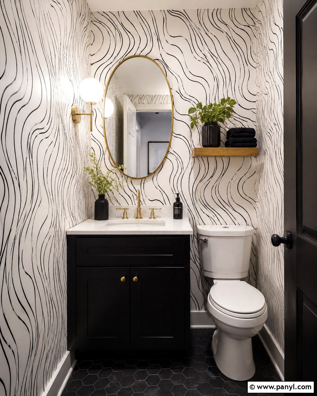 Black And White Wavy Line Wall Pattern - 20 Black And White Wall Pattern Ideas