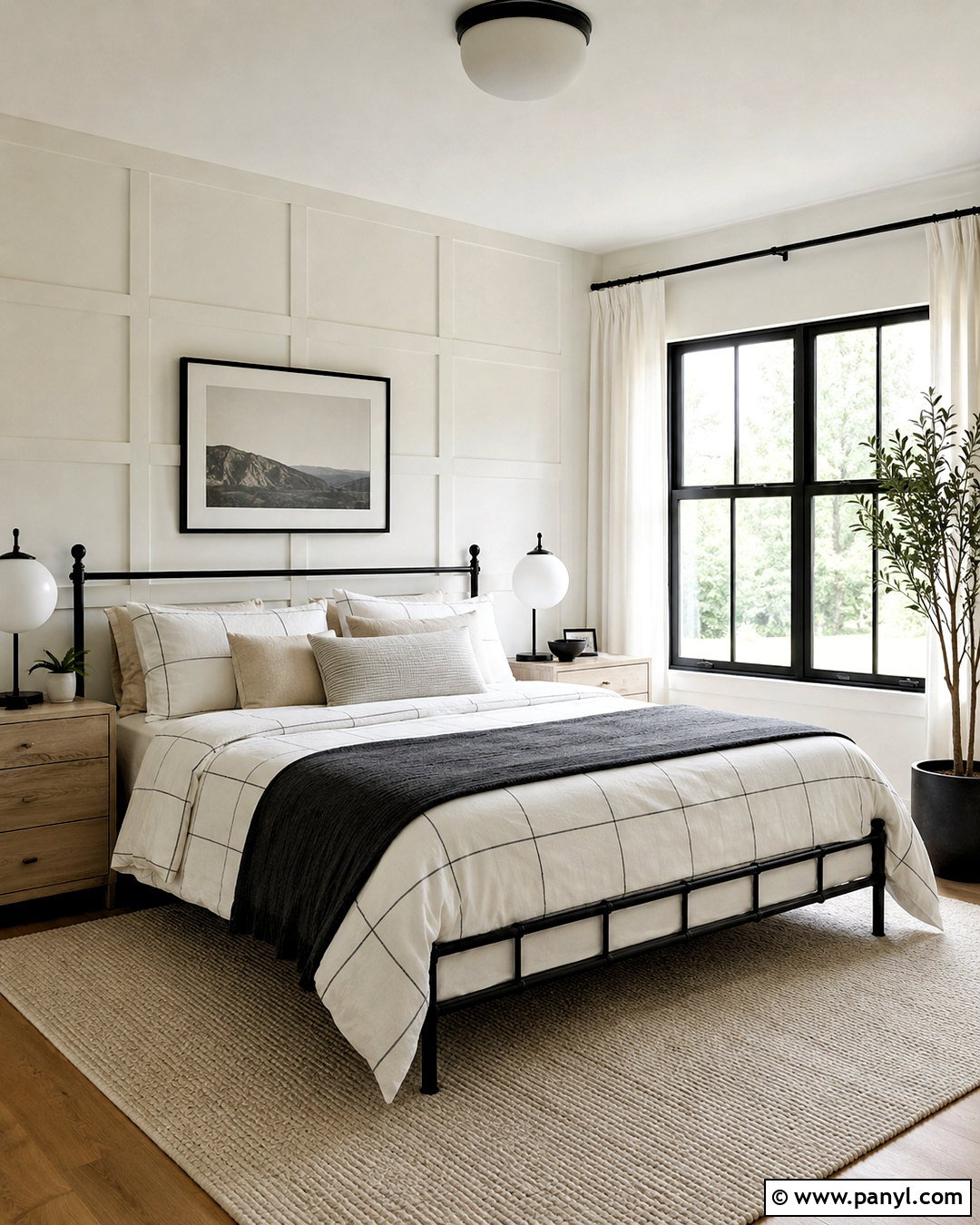 Black And White Windowpane Bedroom - 20 black and white geometric pattern ideas