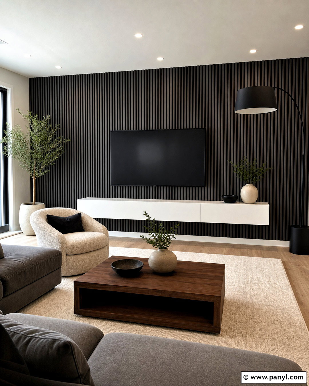 Black And White Wood Slat Wall - 20 black and white wall design ideas