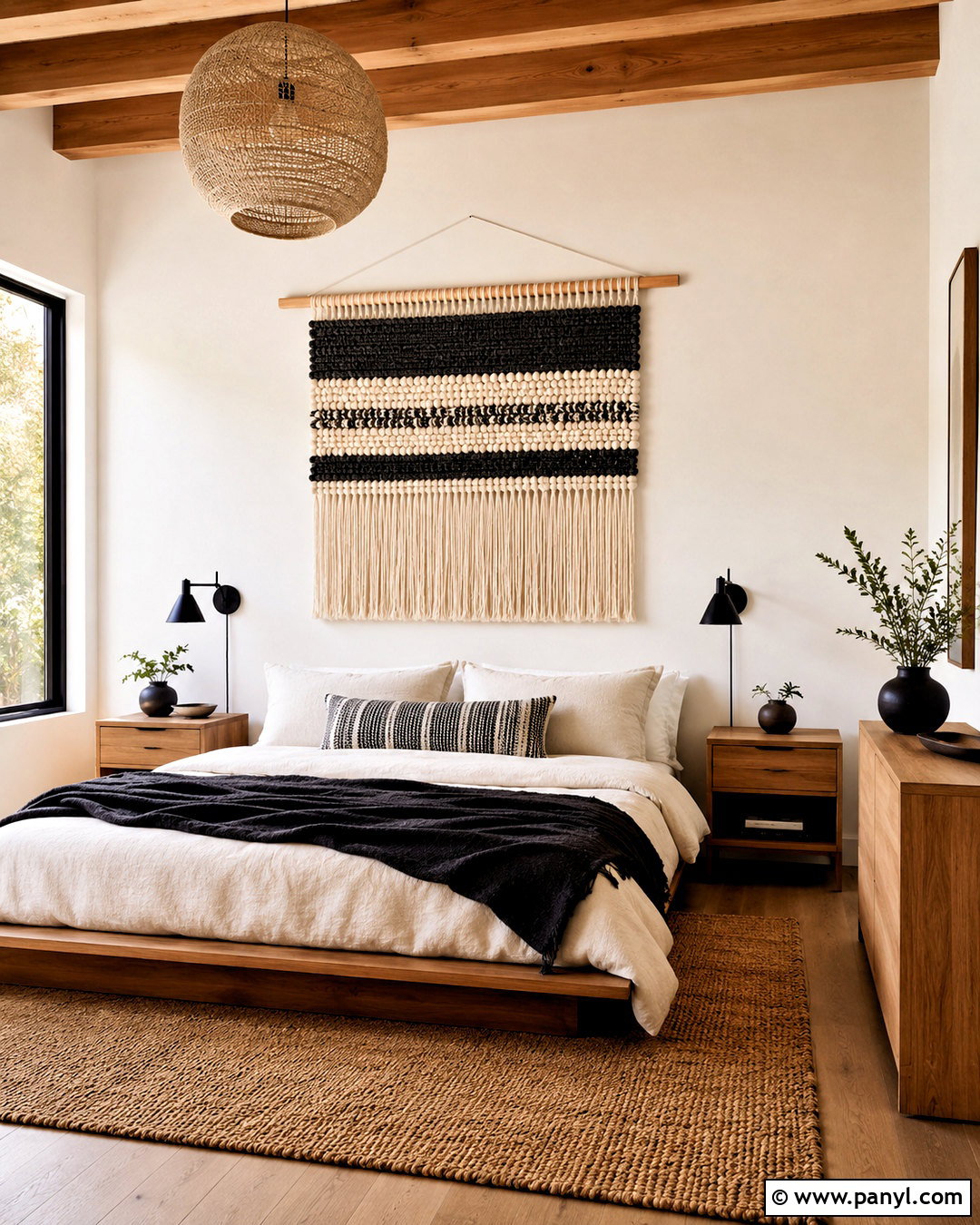 Black And White Woven Wall Hanging - 20 black and white wall decor ideas