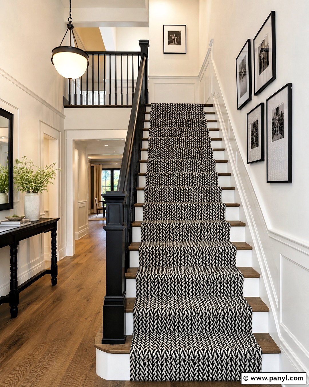 Black And White Zigzag Stair Runner - 20 black and white geometric pattern ideas