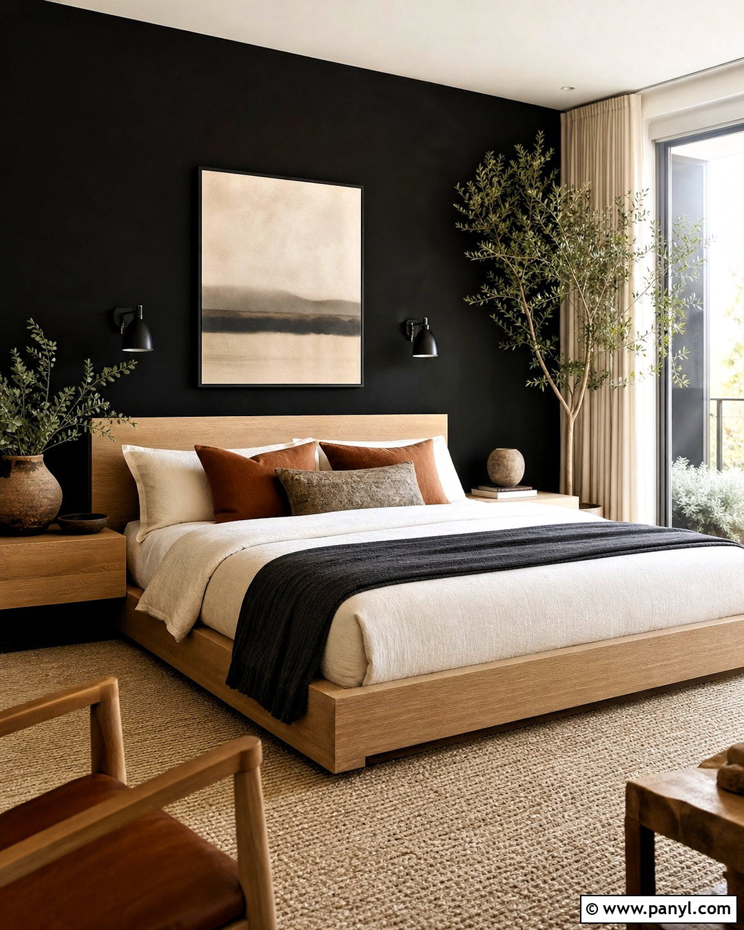 Black And Wood Bedroom - 20 black painted bedroom ideas