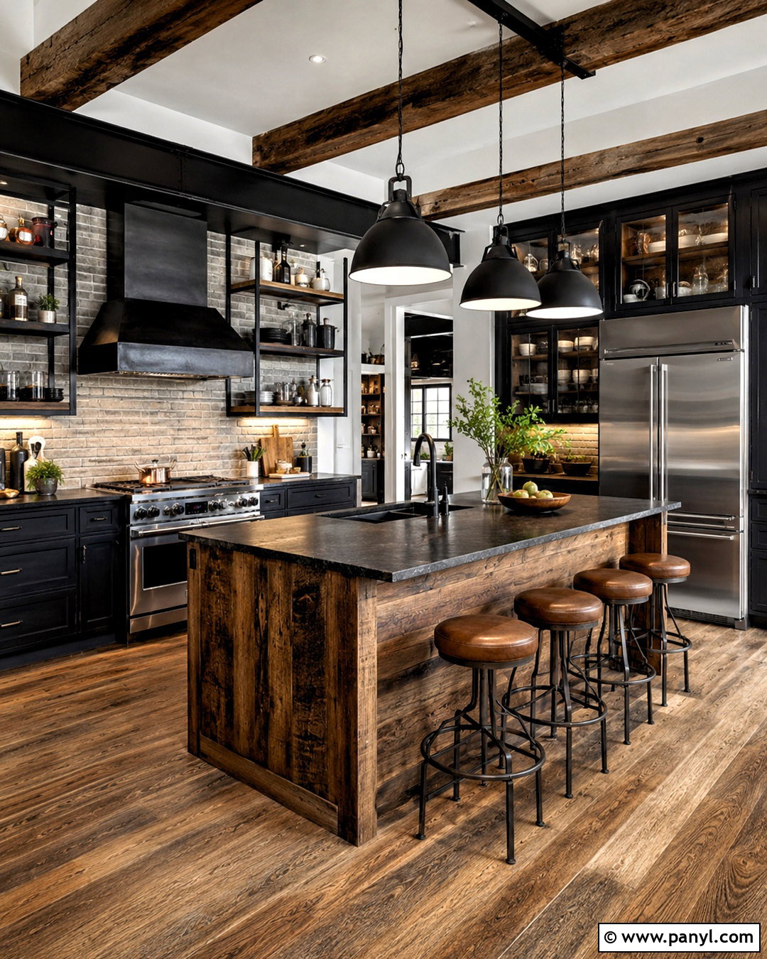 Black And Wood Industrial Kitchen - 20 black wood kitchen ideas