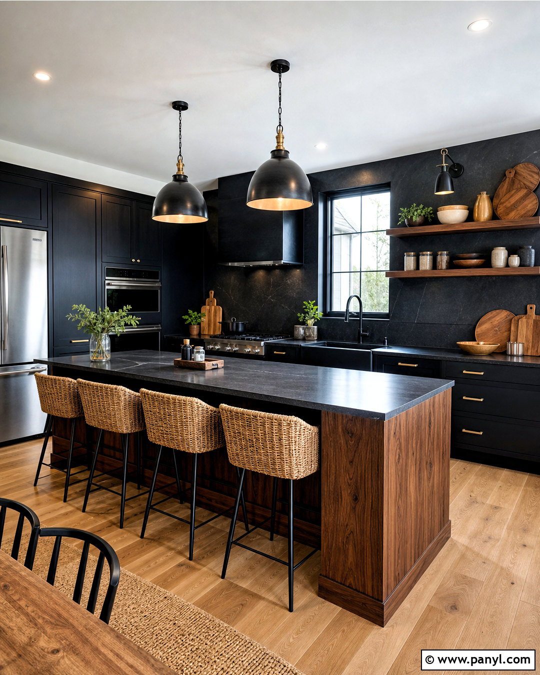 Black And Wood Kitchen - 20 all black kitchen ideas