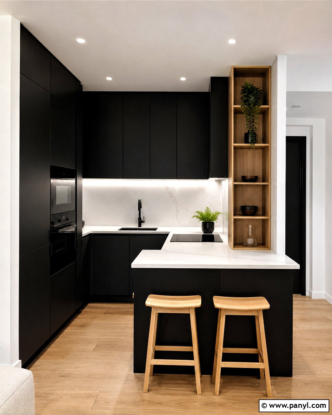 Black Apartment Kitchen With Compact Storage - 20 black kitchen design ideas