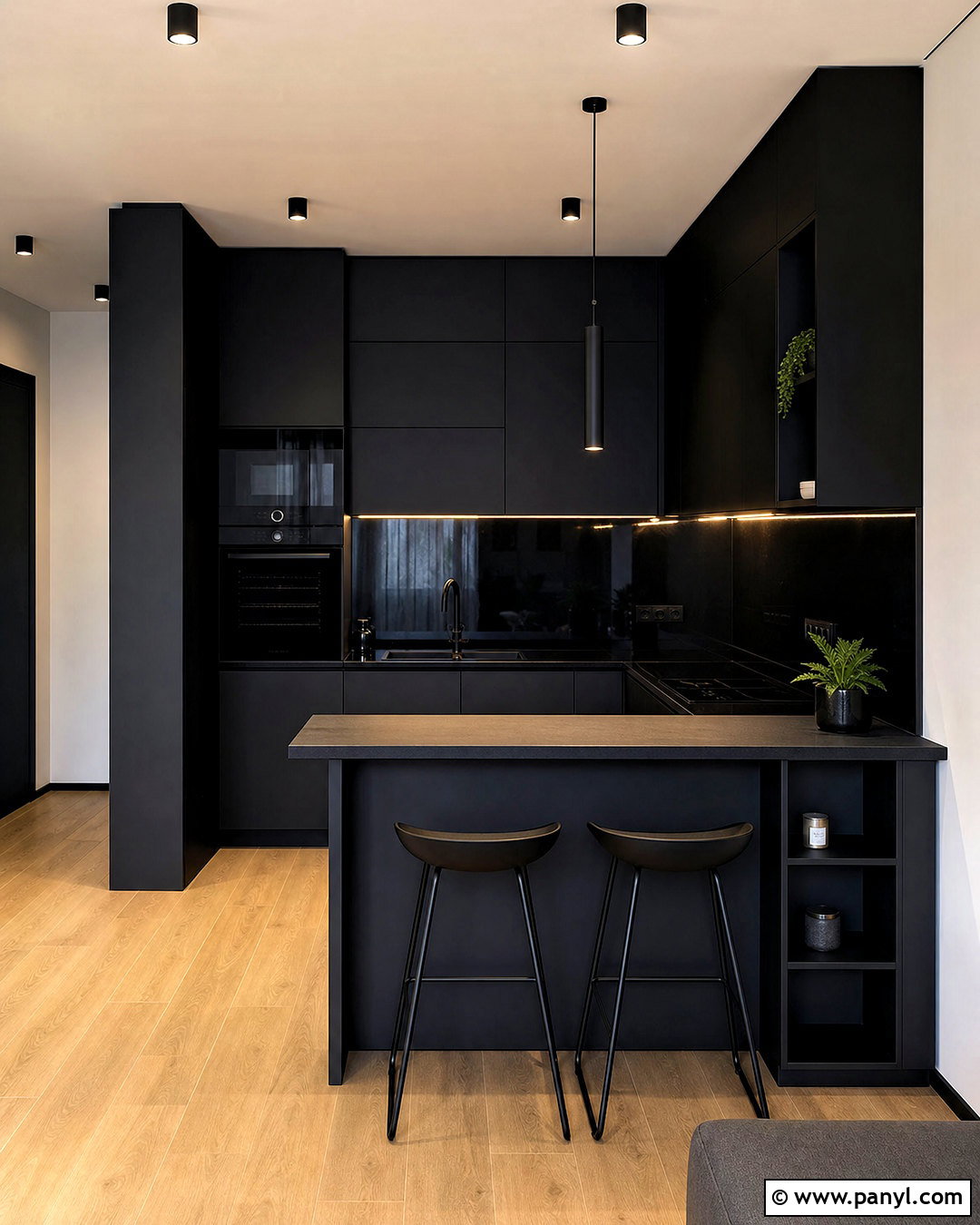 Black Apartment Kitchen - 20 all black kitchen ideas