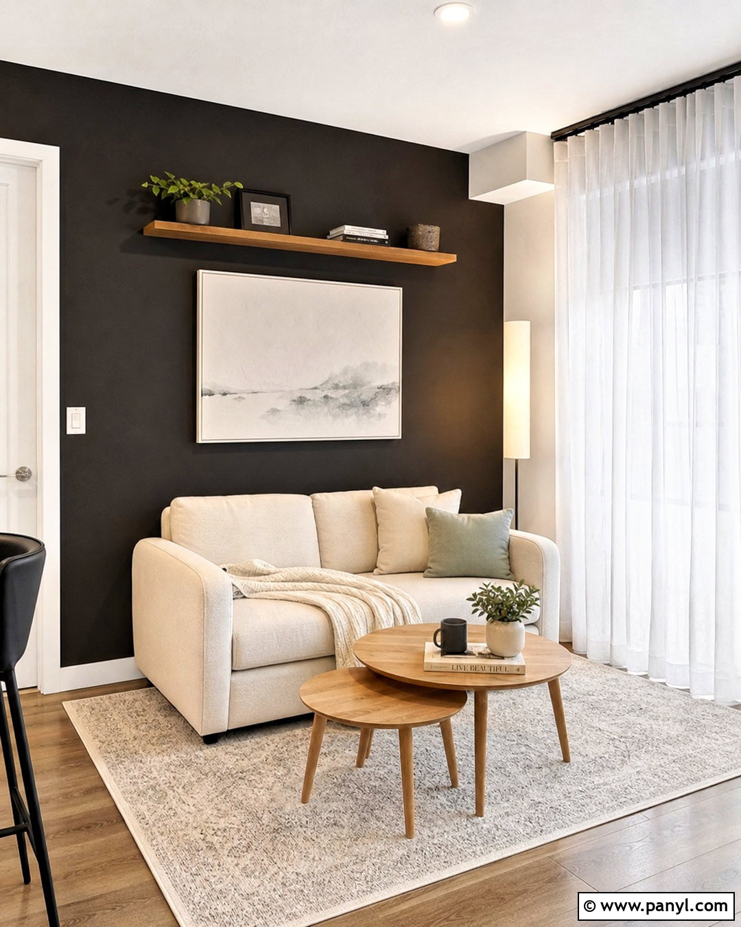 Black Apartment Wall With Space-Saving Furniture - 20 black interior walls