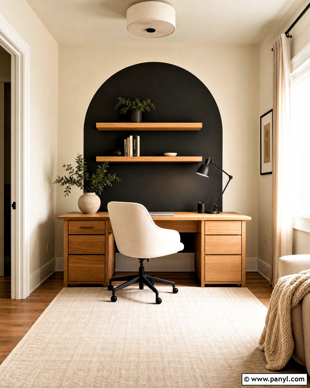 Black Arch On A White Wall - 20 black and white wall painting ideas