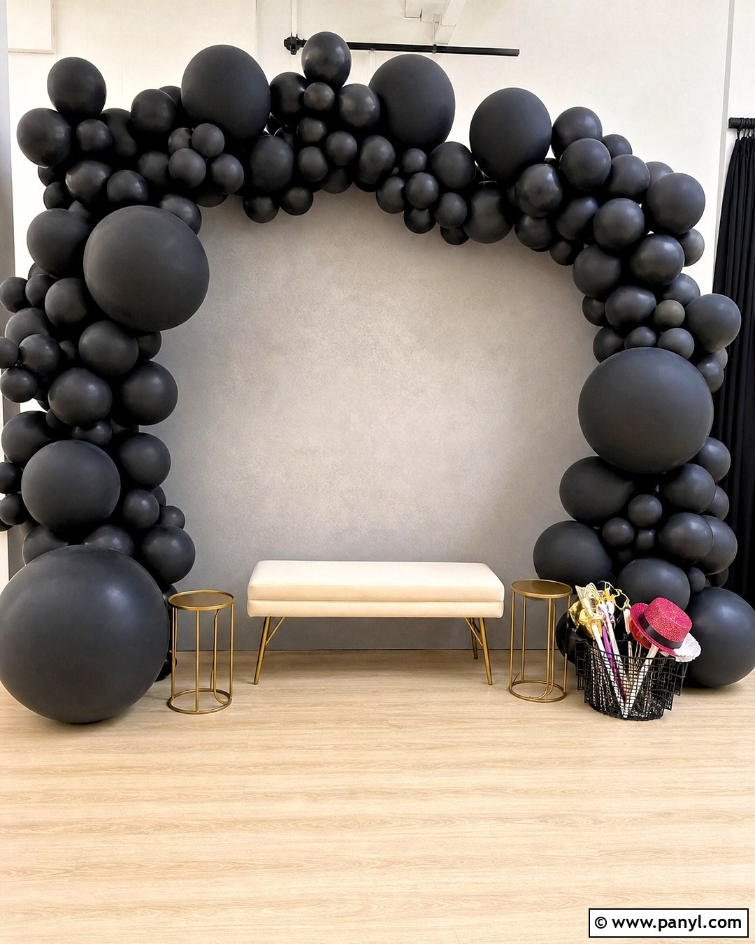 Black Balloon Wall Photo Booth - 20 black balloon wall ideas