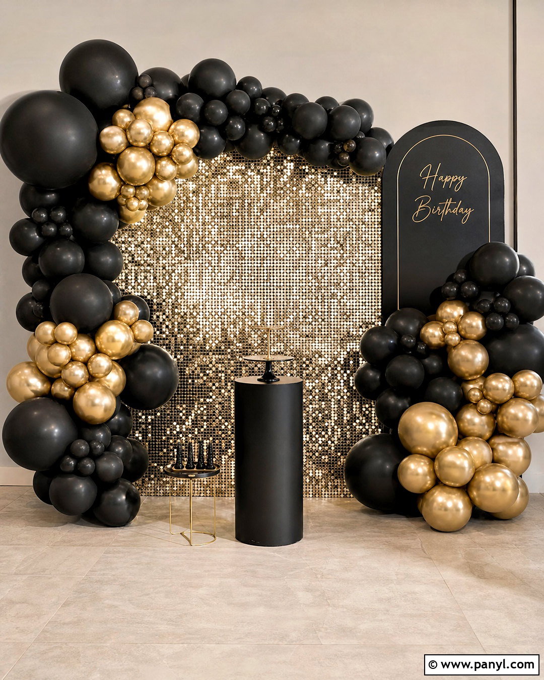 Black Balloon Wall With Sequins - 20 black balloon wall ideas