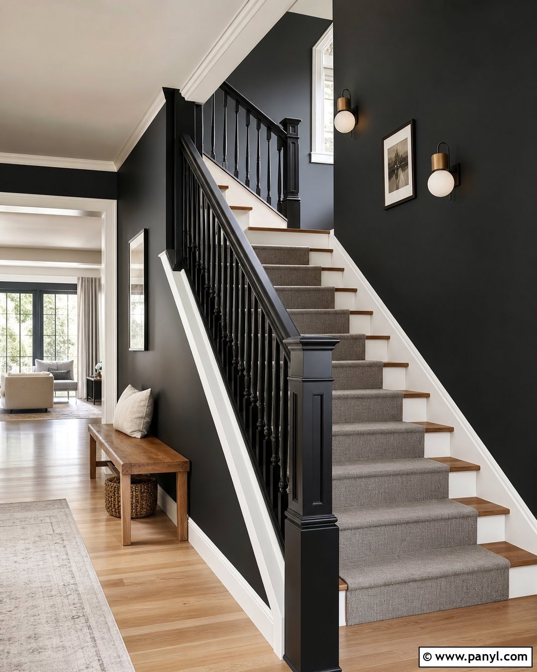 Black Banister With Dark Grey Walls - 20 black banister grey walls