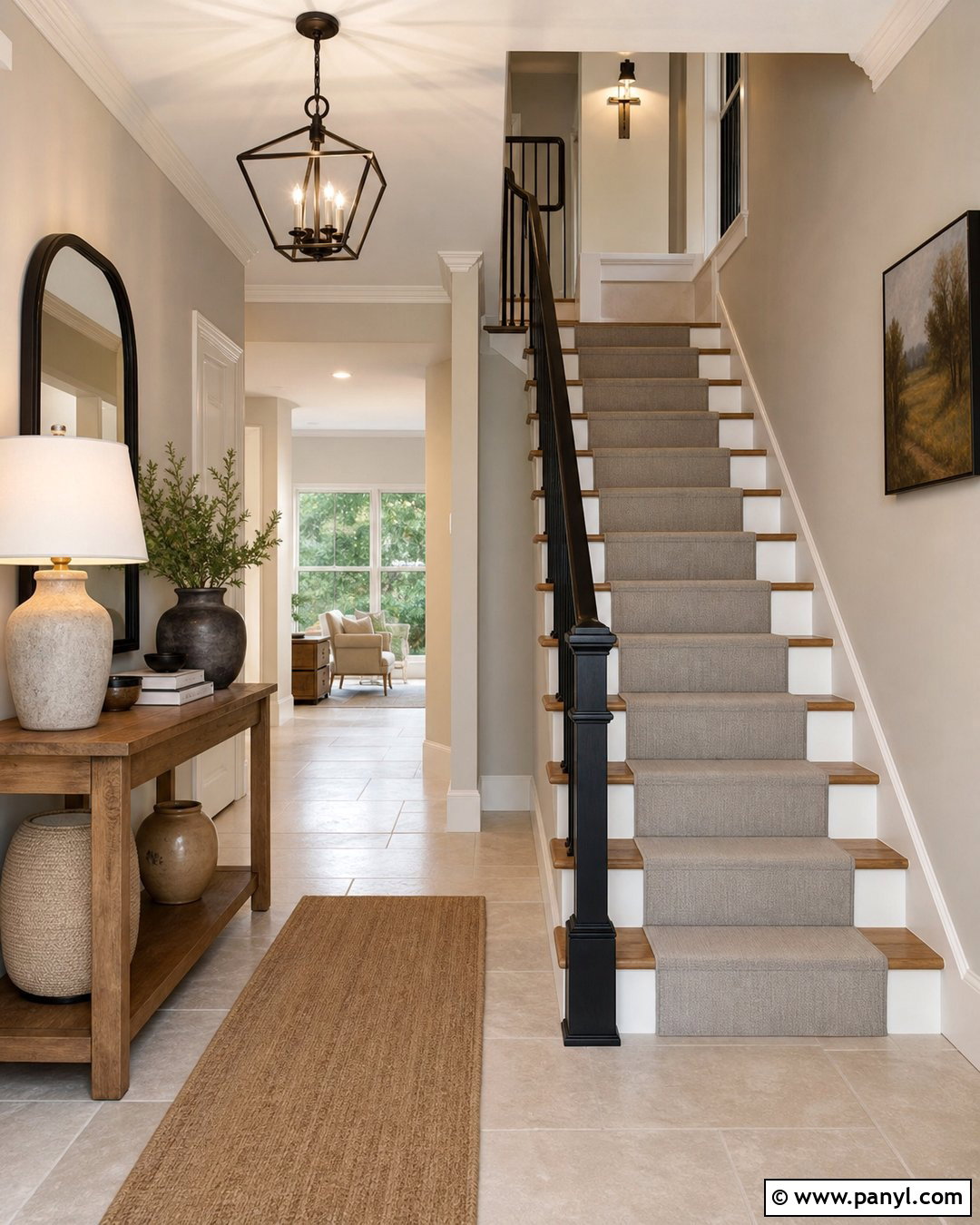Black Banister With Greige Walls - 20 black banister grey walls