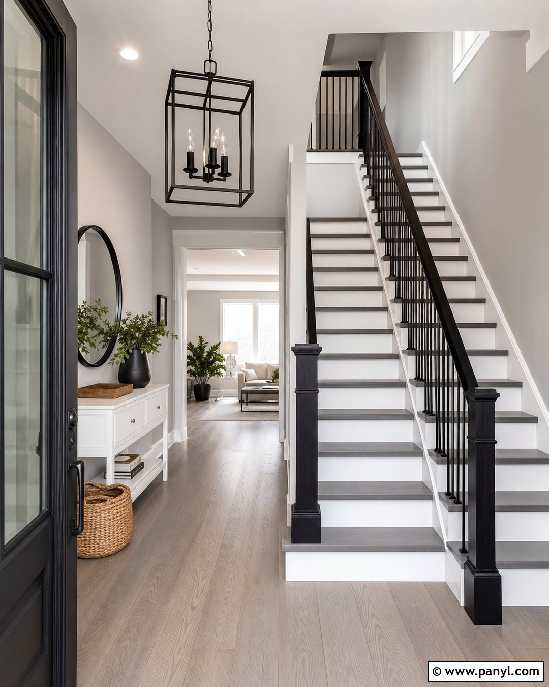 Black Banister With Grey And White Stairs - 20 black banister grey walls