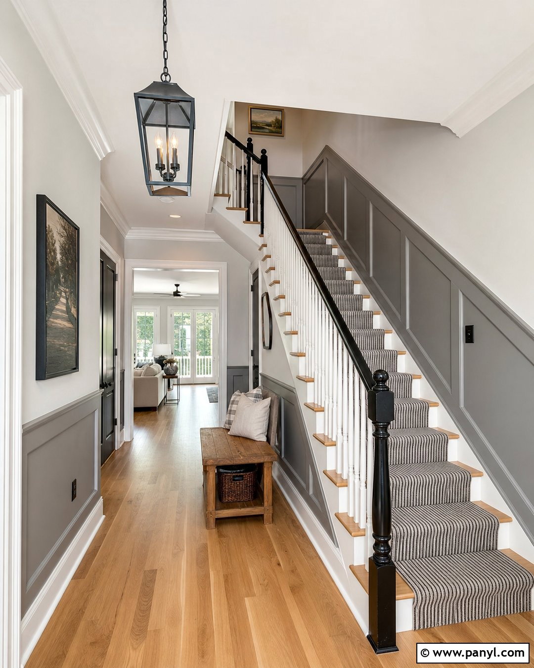 Black Banister With Grey Board And Batten - 20 black banister grey walls