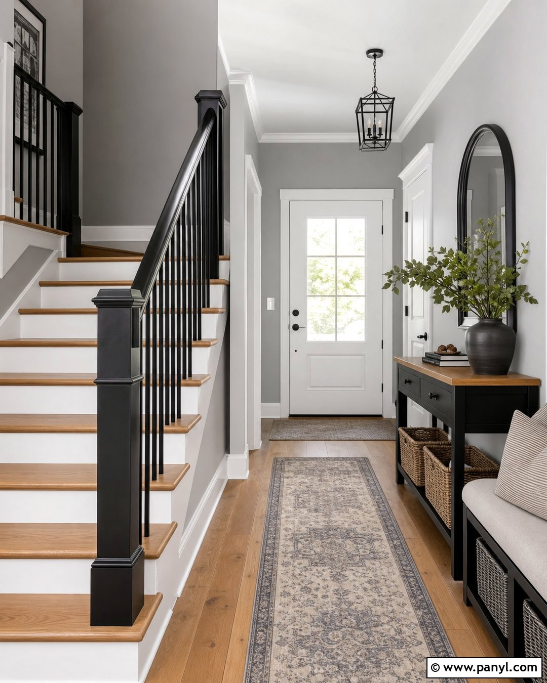 Black Banister With Grey Entryway - 20 black banister grey walls