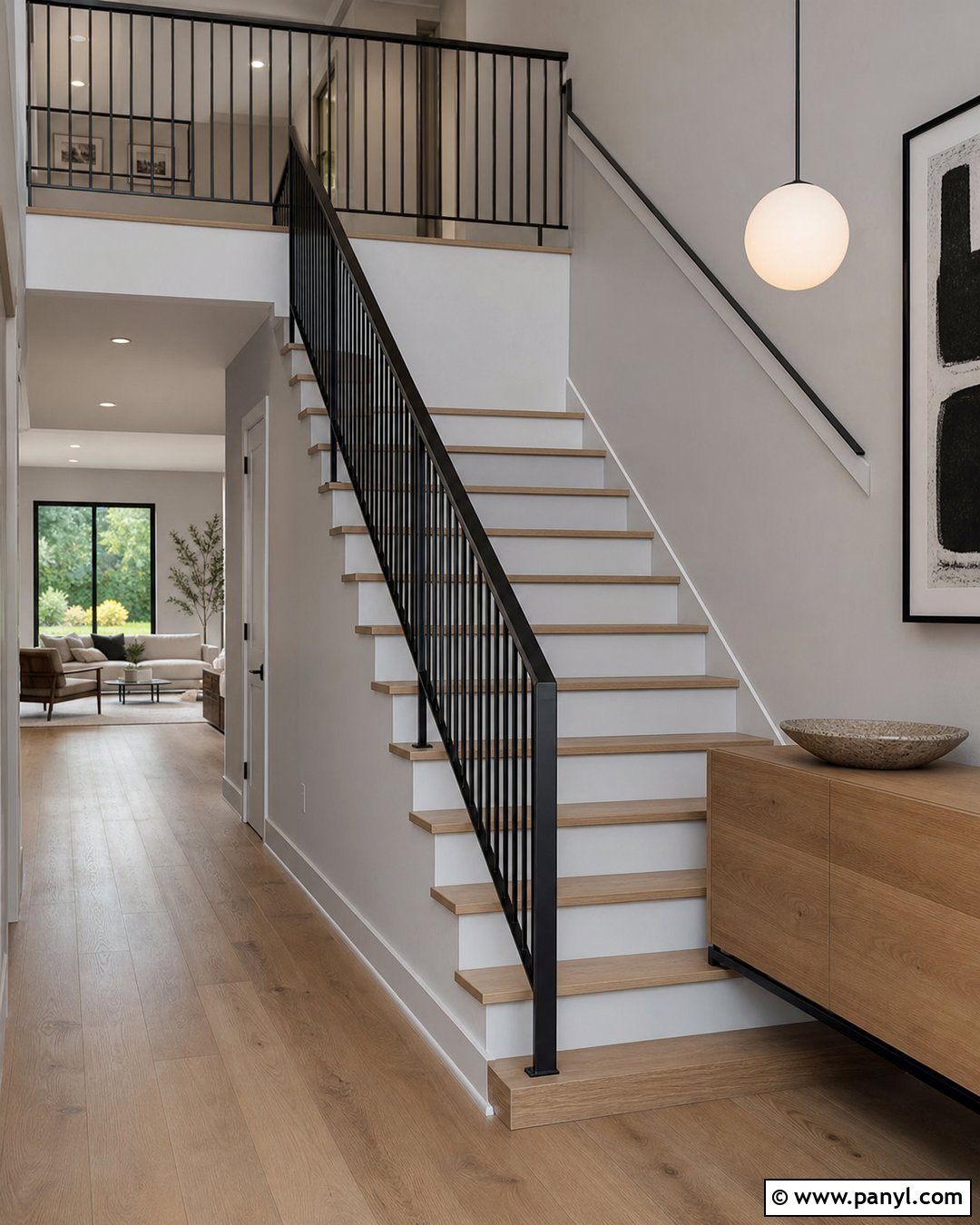 Black Banister With Grey Modern Hallway - 20 black banister grey walls