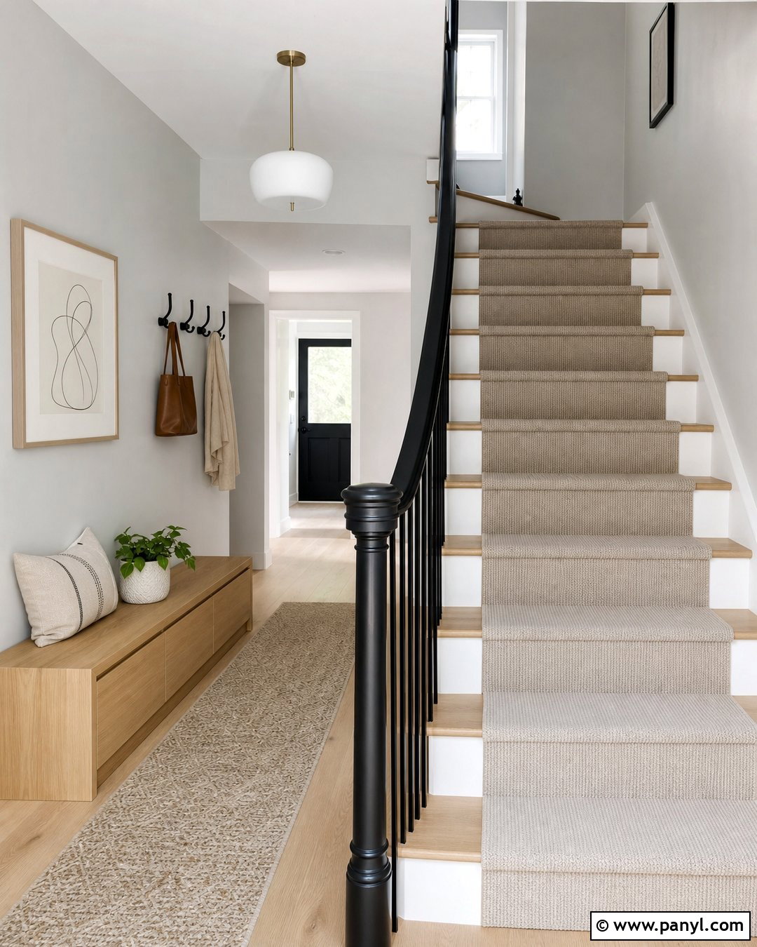 Black Banister With Grey Scandinavian Hallway - 20 black banister grey walls