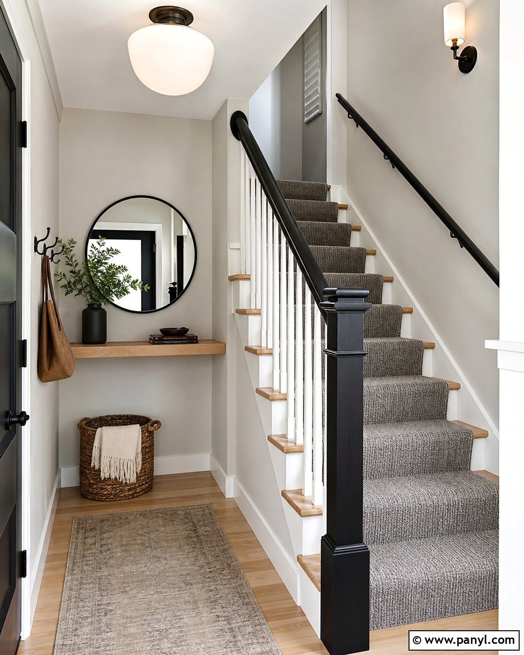 Black Banister With Grey Small Hallway - 20 black banister grey walls