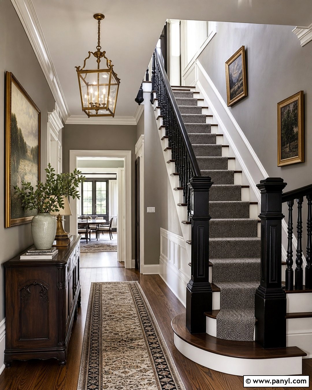 Black Banister With Grey Traditional Hallway - 20 black banister grey walls