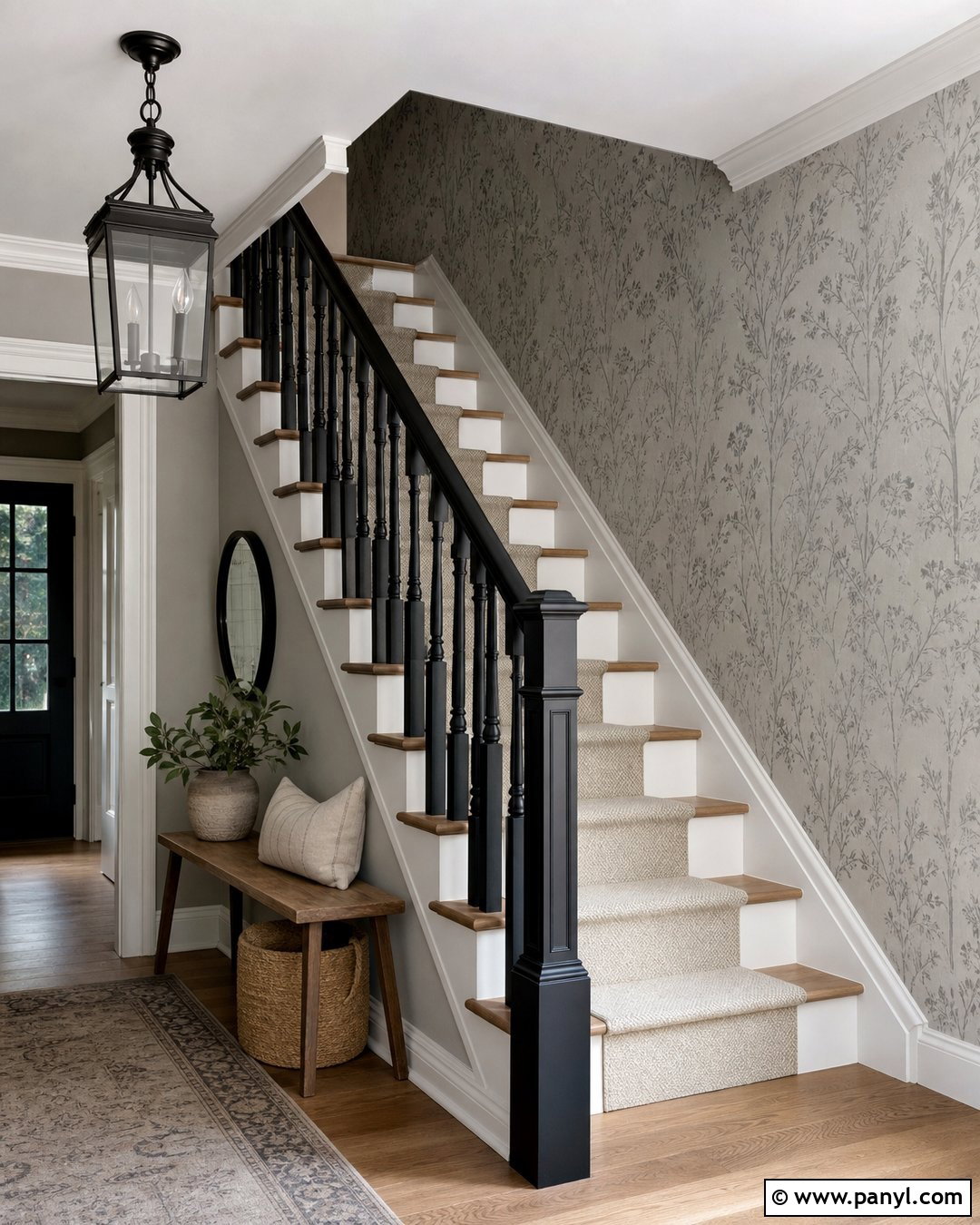 Black Banister With Grey Wallpaper - 20 black banister grey walls
