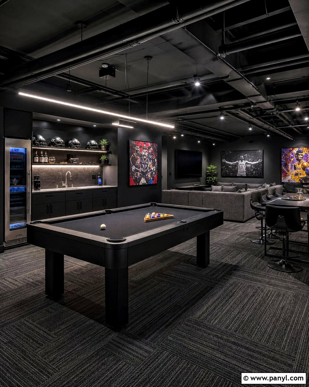 Black Basement Game Room - 20 all black basement ideas
