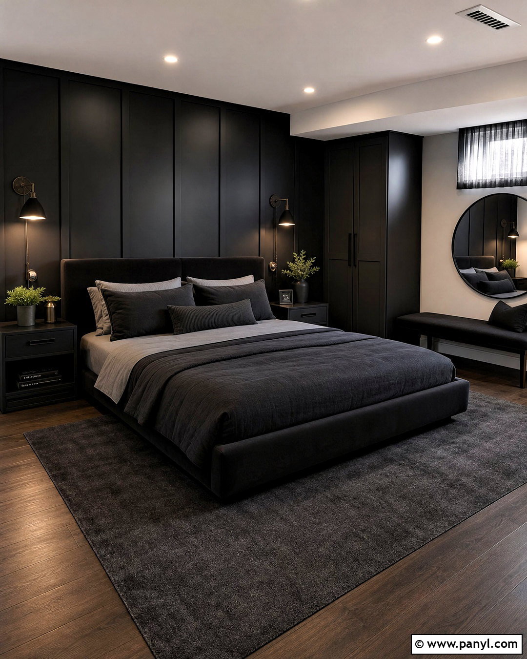 Black Basement Guest Bedroom - 20 all black basement ideas
