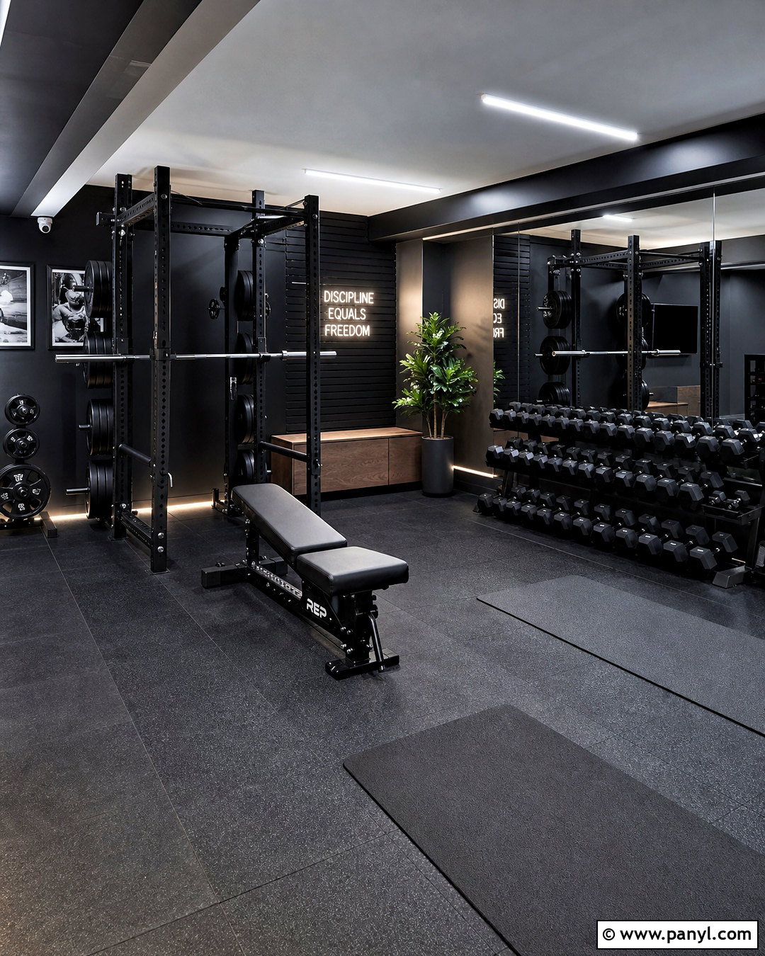 Black Basement Home Gym - 20 all black basement ideas