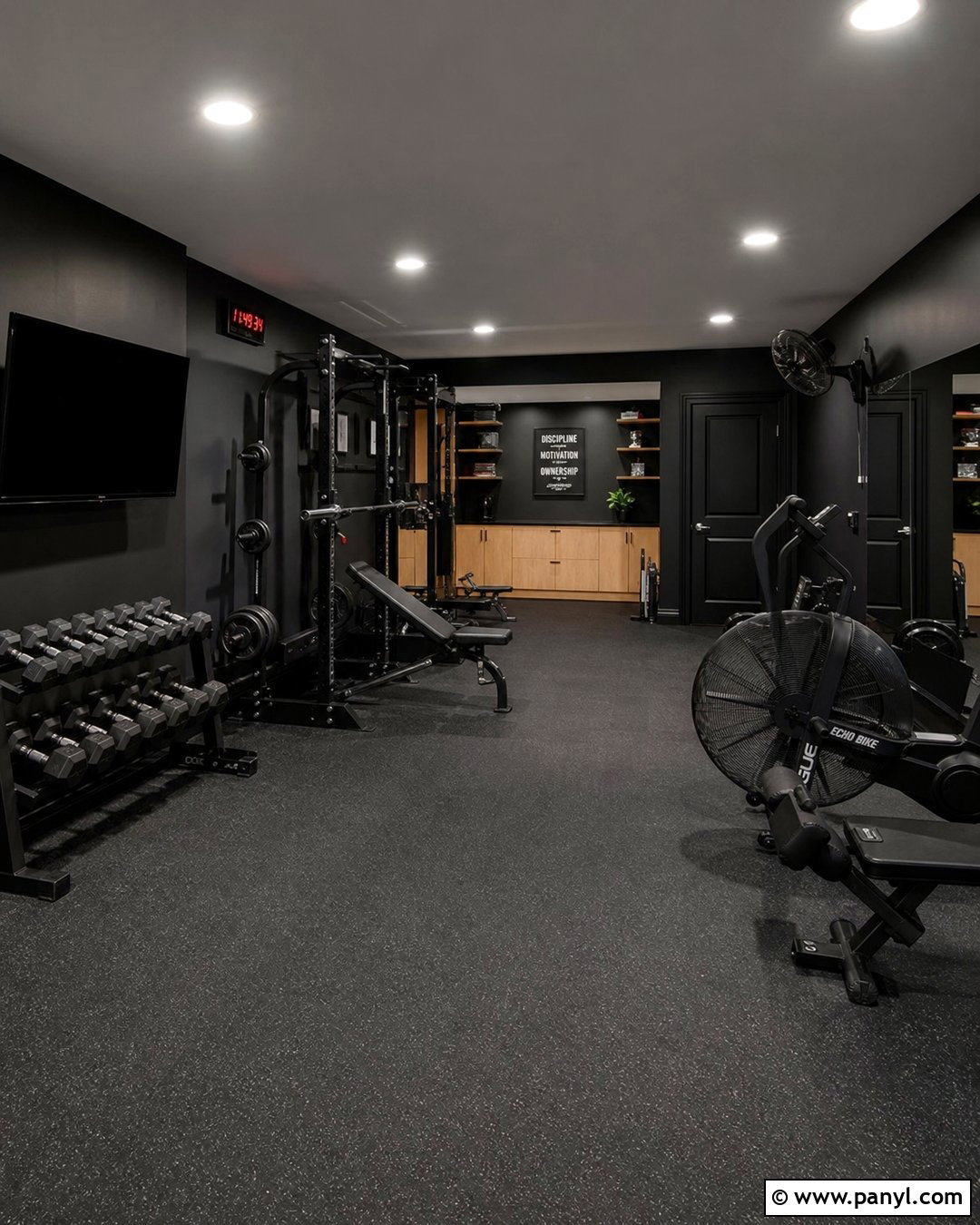 Black Basement Home Gym - 25 Black Walls Home Gym Ideas