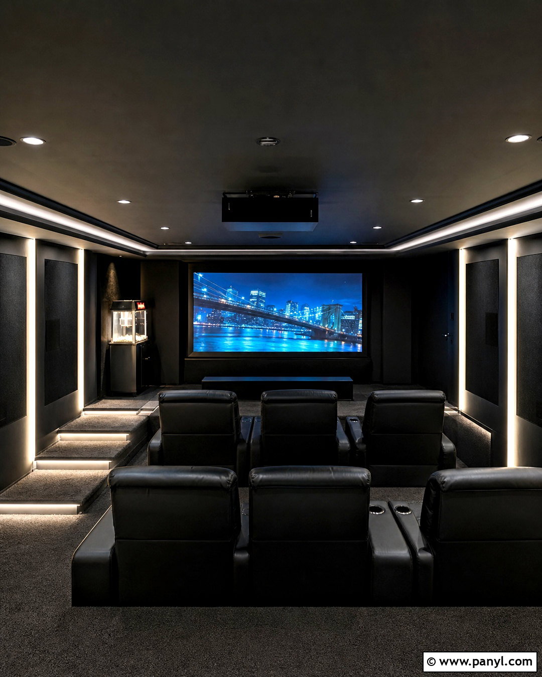 Black Basement Home Theater - 20 all black basement ideas