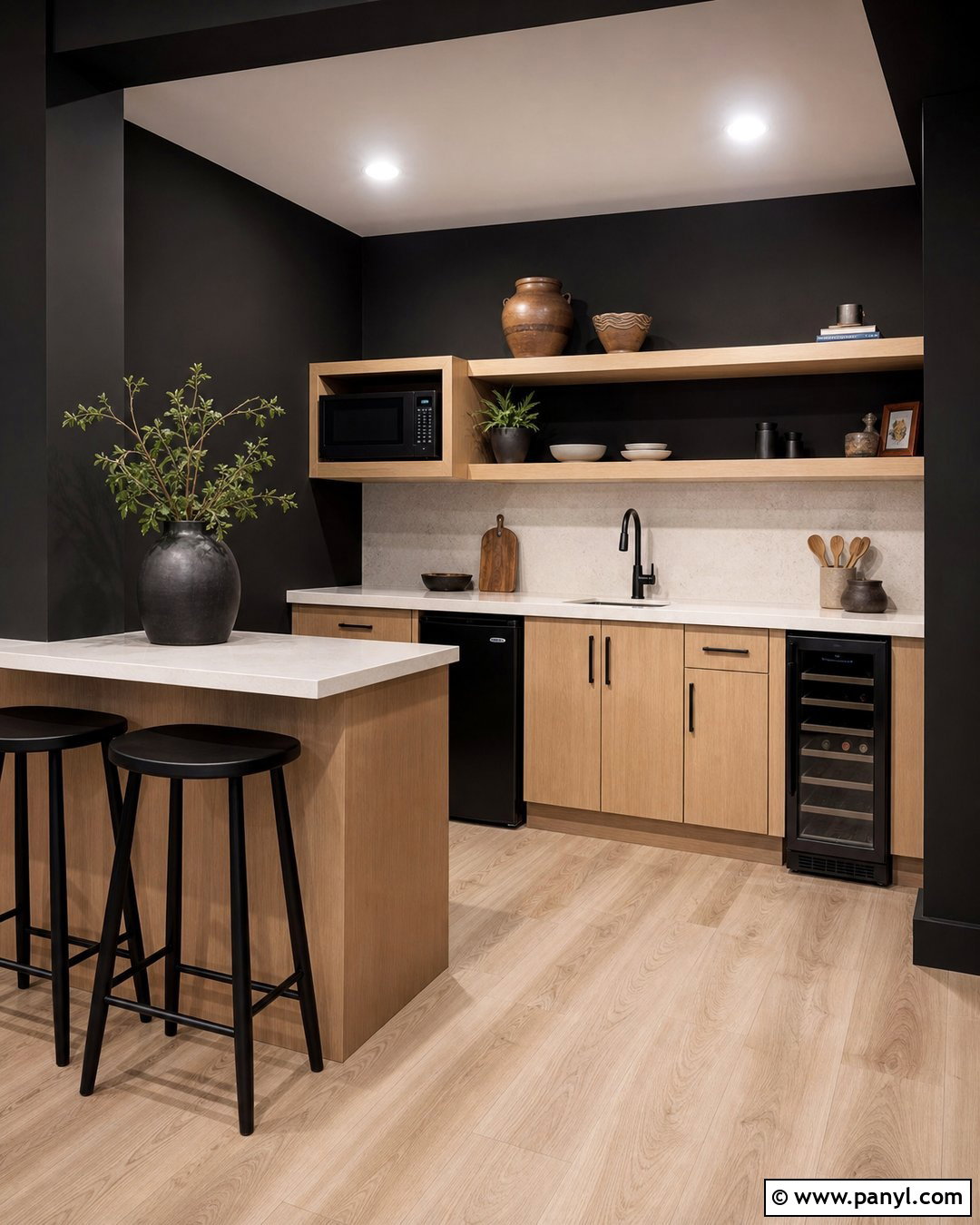 Black Basement Kitchenette Walls - 30 Black Basement Walls