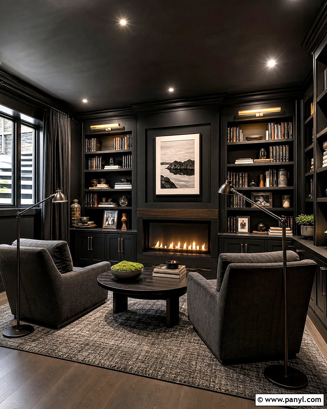 Black Basement Reading Room - 20 all black basement ideas