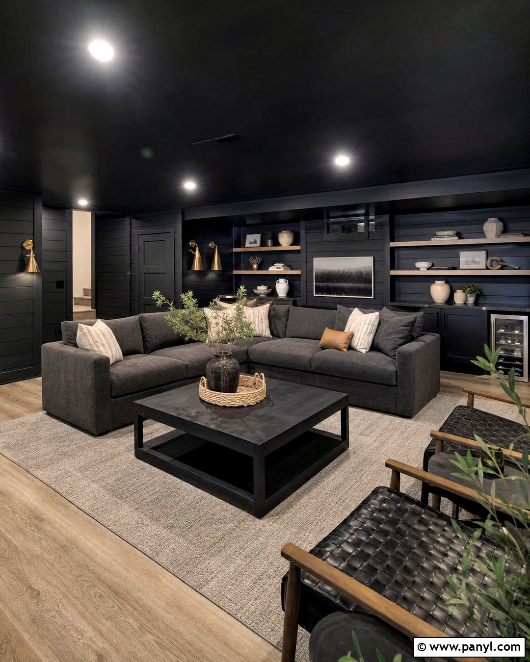 Black Basement Shiplap Room - 20 all black basement ideas