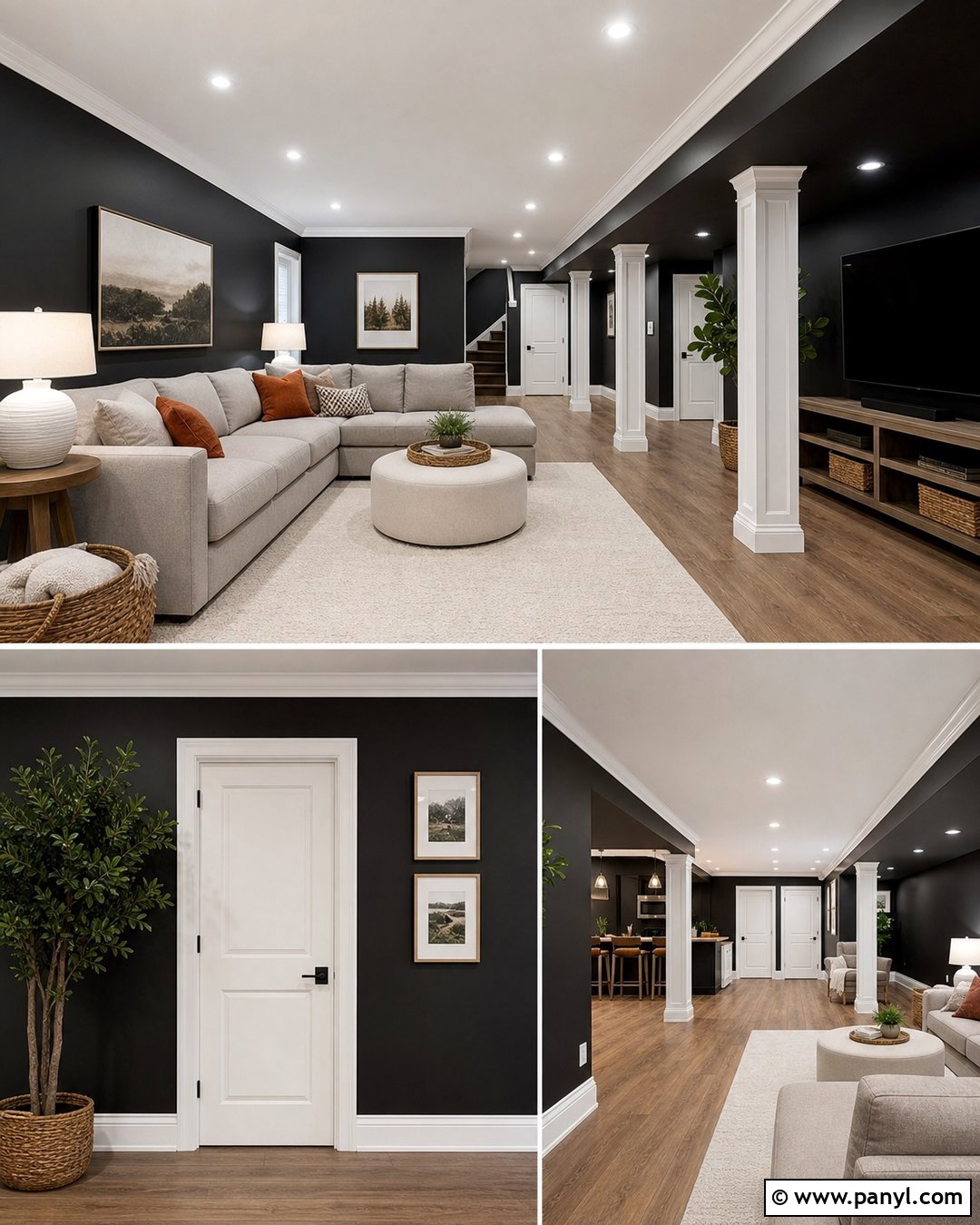 Black Basement Wall With White Trim - 20 Black Wall With White Trim Ideas