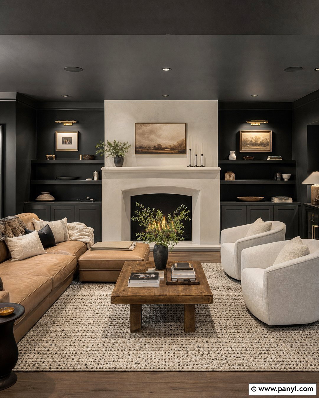 Black Basement Walls With Fireplace - 30 Black Basement Walls