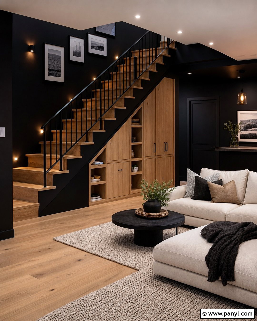 Black Basement Walls With Staircase - 30 Black Basement Walls