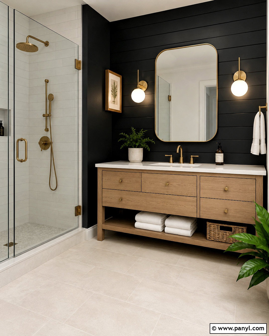 Black Bathroom Wall - 20 black wall decor ideas