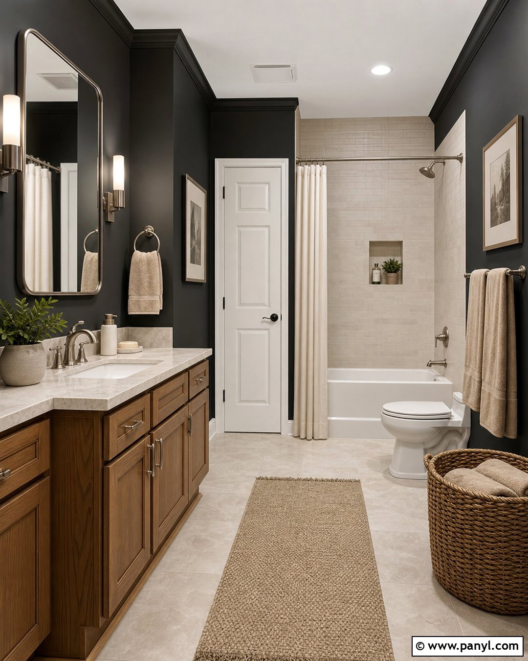 Black Bathroom Walls With Brushed Nickel - 35 black bathroom walls