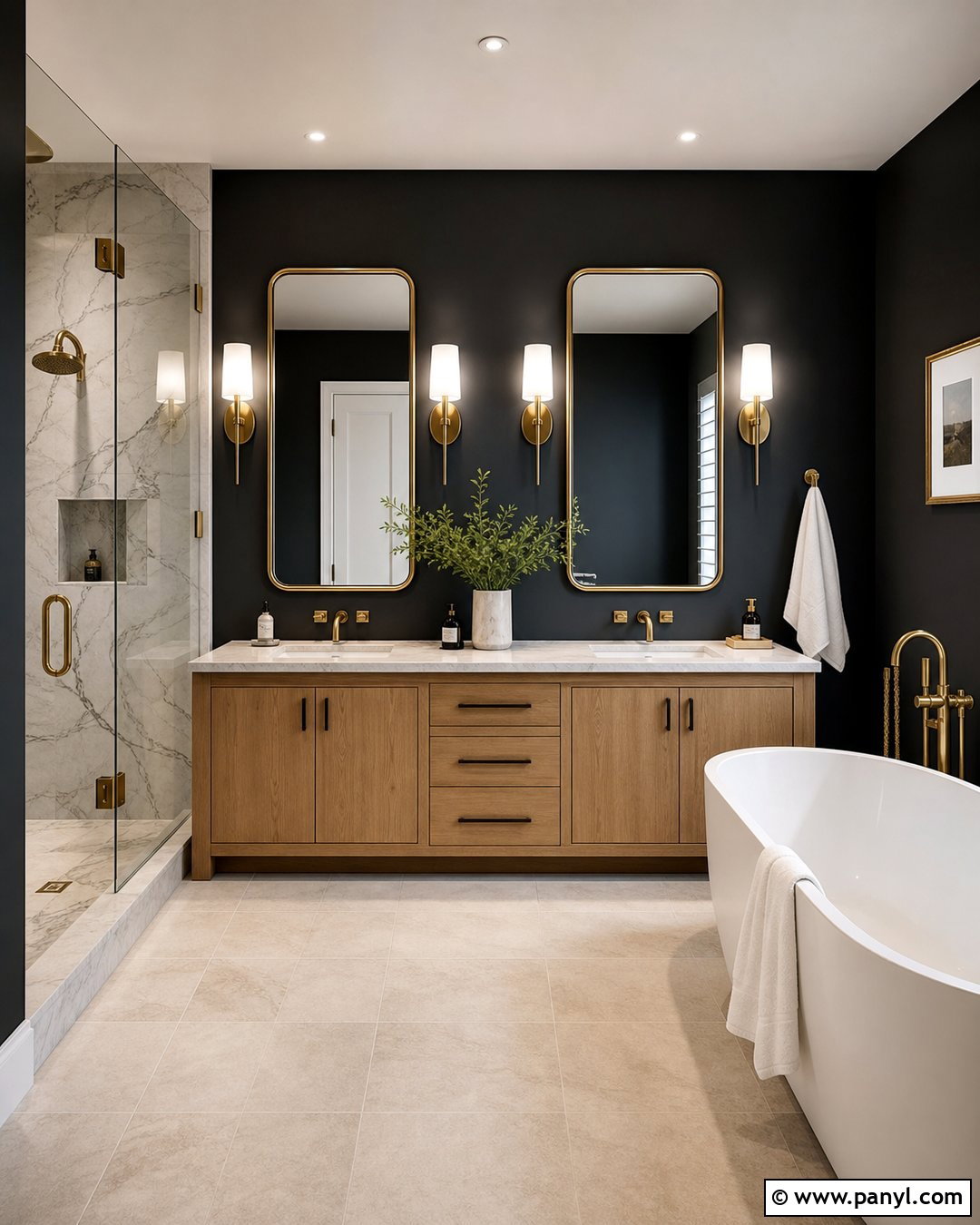 Black Bathroom Walls With Double Vanity - 35 black bathroom walls