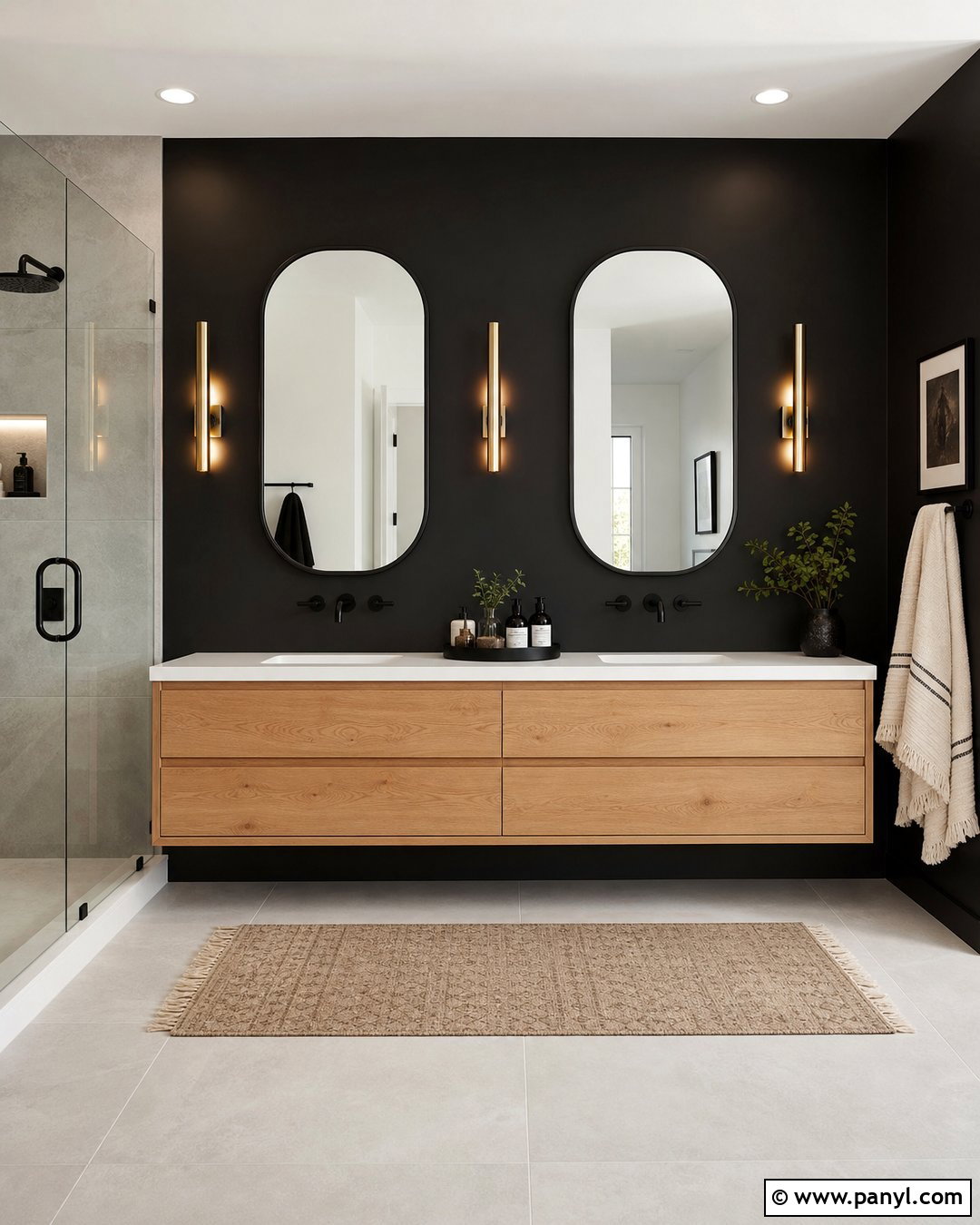 Black Bathroom Walls With Double Vanity - 30 black walls bathroom ideas