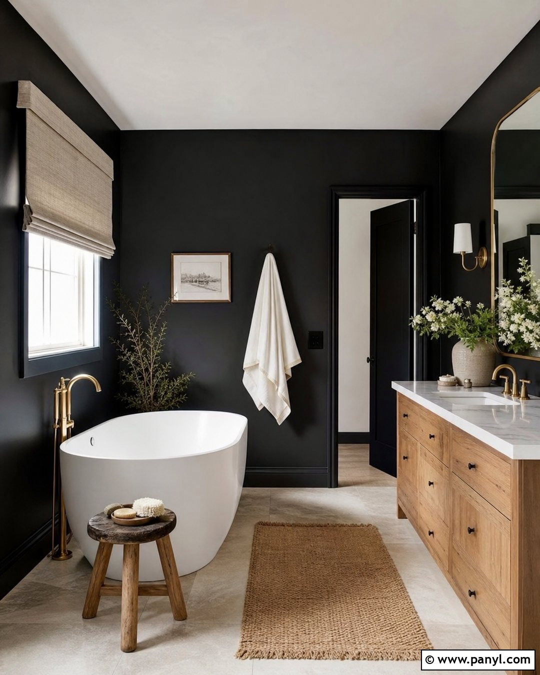 Black Bathroom Walls With Freestanding Tub - 35 black bathroom walls