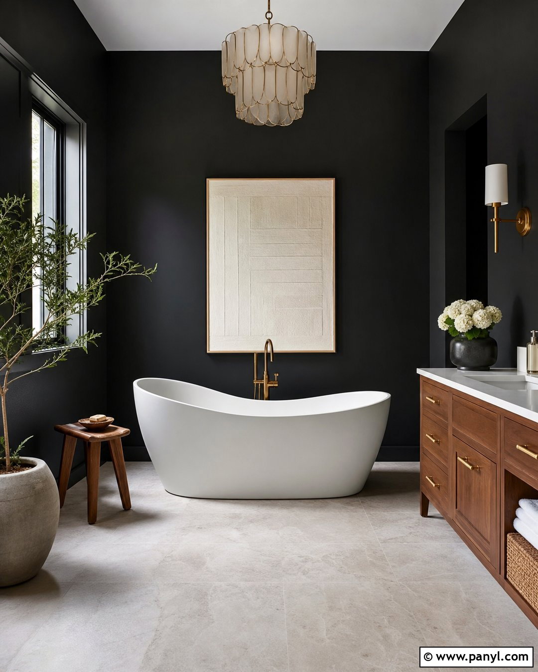 Black Bathroom Walls With Freestanding Tub - 30 black walls bathroom ideas