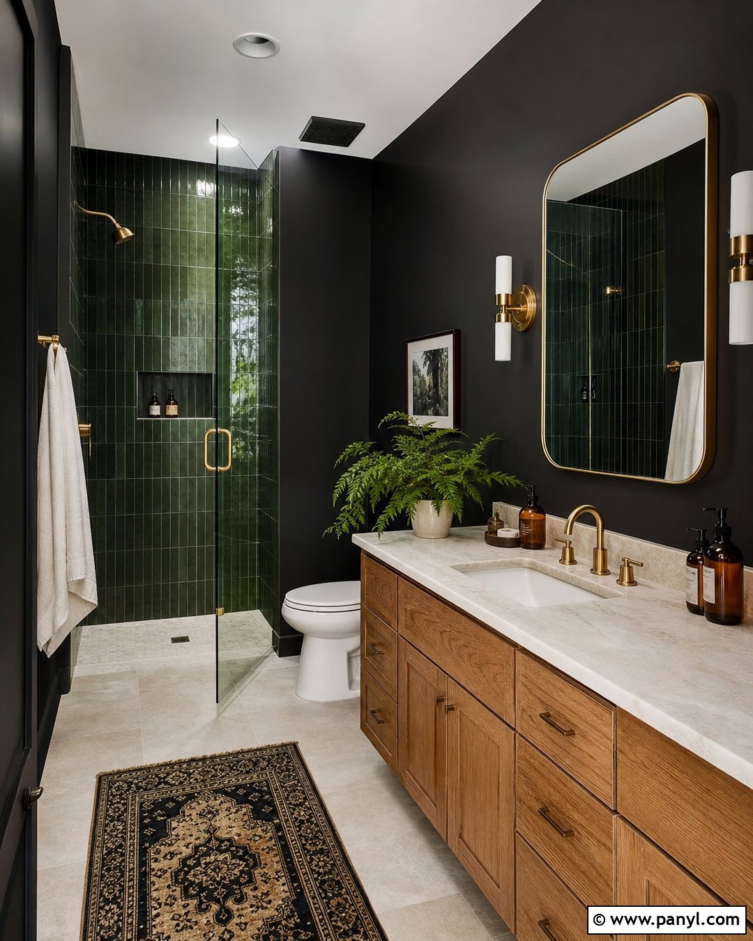 Black Bathroom Walls With Green Tile - 30 black walls bathroom ideas