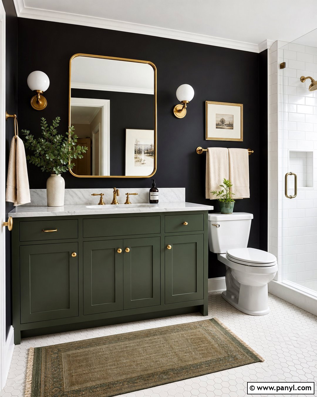 Black Bathroom Walls With Green Vanity - 35 black bathroom walls