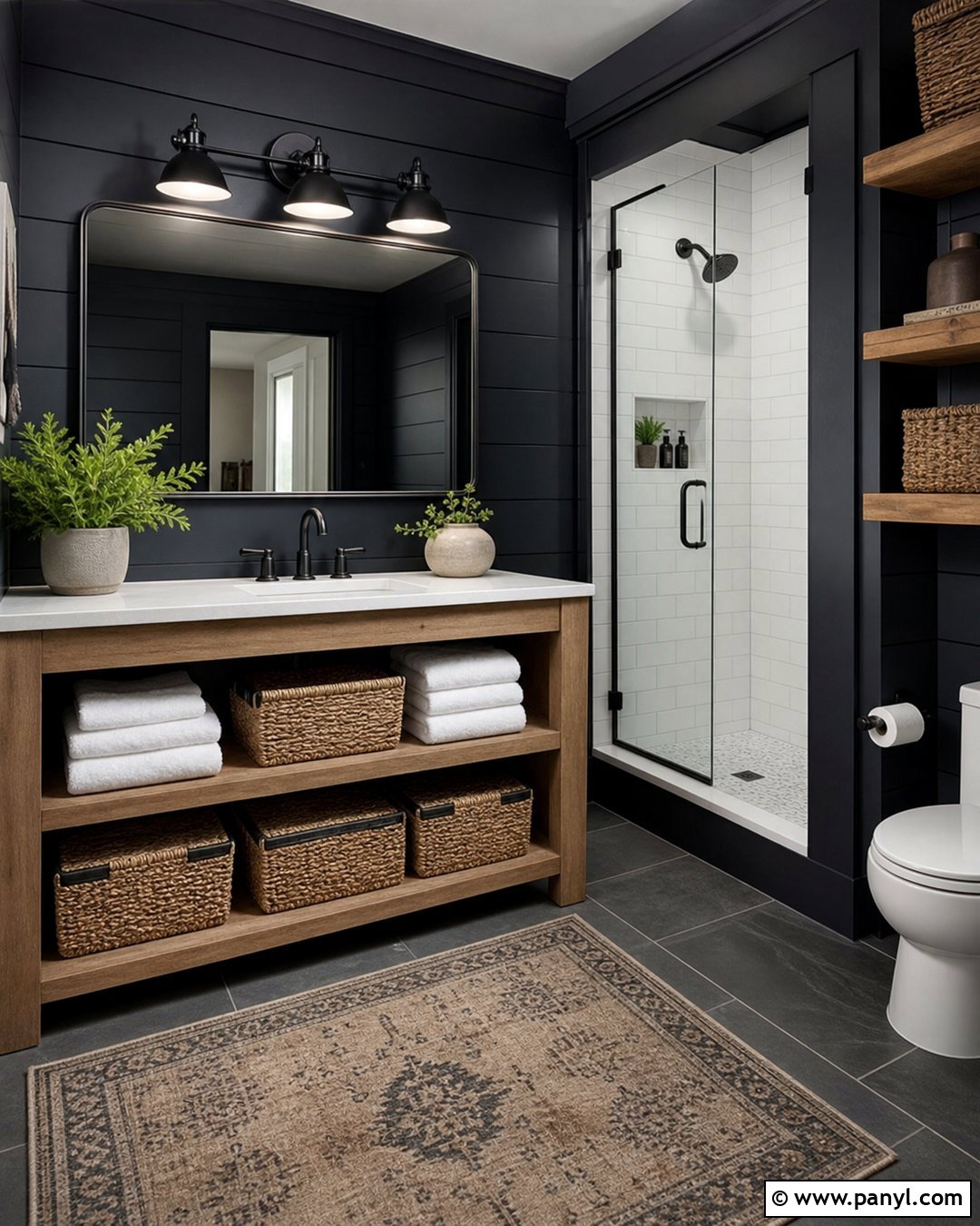 Black Bathroom Walls With Shiplap - 30 black walls bathroom ideas